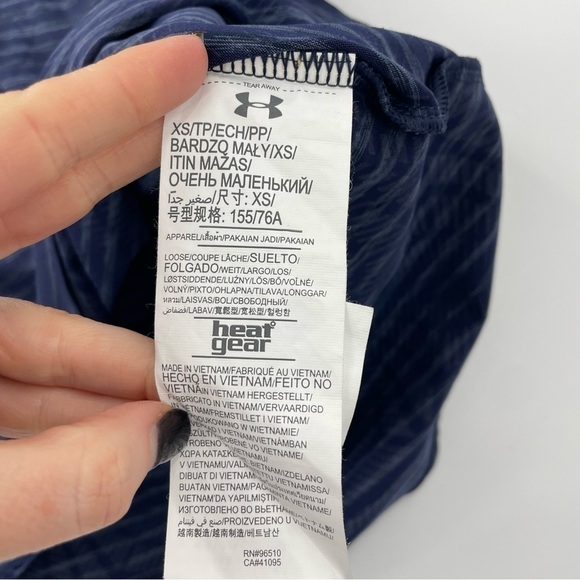 Under Armour Women’s Auburn Team Issued Navy Blue Stripe Golf Polo - Picture 4 of 8